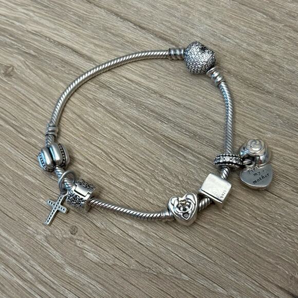 Pandora Jewelry - Pandora Signed 925 Sterling Silver 6 Charm Bracelet